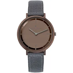 Pierre Cardin Herren Armband-Uhr analoge Quarz-Uhr mit Textil-Armband 3ATM 41mm CBV.1036 Grau/Braun - One-Size
