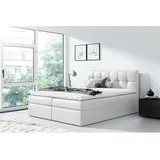 Boxspringbett rickie 180x200 mit tiefen Bettkasten & Topper MA920 weiss - Furnix