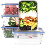 classbach Classbach® Frischhaltedosen mit Deckel | 5er Set | 100% dicht | Meal Prep Boxen | für Mikrowelle Spülmaschine Gefrierfach geeignet | Lunchbox | Dosen Meal Prep stapelbar | Gefrierdosen | C-FHD 4007 K