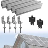 Avoltik Solarmodul Halterung Balkonkraftwerk I Solar Halterung für Blechdach Dach I Schienen, Stockschrauben, Klemmen in SCHWARZ , Befestigungsschrauben I Montageset Befestigung für 1 Solarmodul