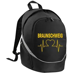 multifanshop Rucksack - Braunschweig - Herzschlag - Druck gelb - Tasche