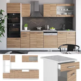 Vicco Küchenzeile R-Line 300 cm Sonoma Eiche/Weiß