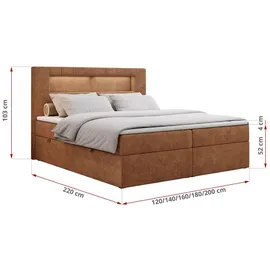 MKS Meble Boxspringbett 200 x 200 cm H3 Orange