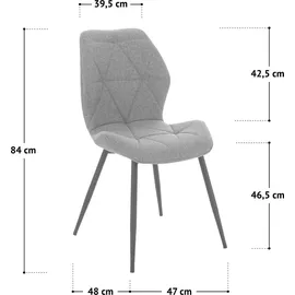 Svita Esszimmerstuhl Jamie Stoff hellgrau 2er Set