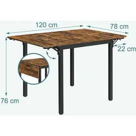 Relaxdays Klapptisch 120 x 76 x 78 cm braun/schwarz