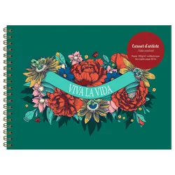 Clairefontaine 3x Frida Kahlo, Zeichenbuch mit festem Einband 32 x 24 cm, 40 Blatt weißes Mixed media-Zeichenpapier 180g - 116219C