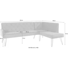 exxpo - sofa fashion Doppio, Chesterfield Optik, komfortabel und bequem, hohe Designfüße", braun Sitzbänke, Eckbank, Frei im Raum stellbar