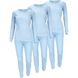 Thermounterwäsche Damen 3er Set | Hemd + Hose | Hellblau S