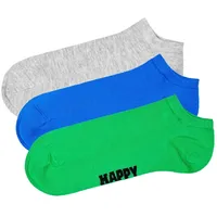 Happy Socks Unisex Socken 3er Pack - Solid Socks Low, Baumwollmischung, einfarbig Grau/Blau/Grün 41-46