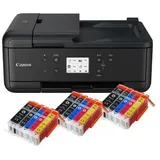 IC-Office TR7650 Farbtintenstrahl Multifunktionsdrucker 4-in-1 (Drucken, Kopieren, Scannen, Faxen, ADF, WLAN, AirPrint) schwarz + 15 XXL Tintenpatronen