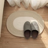 SWECOMZE Jute Oval Teppich, 65 * 45cm Handgemacht Geflochtener Jute Teppich Boho wohnzimmerteppich, Schlafzimmer Oval Teppich Bad (B)