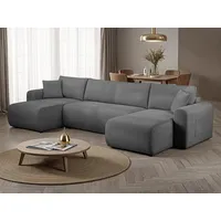 OTTO home Wohnlandschaft JONAA, 311 cm, U-Form, Schlafsofa, Boxspringfederung, Cord u. Struktur, Schlaffunktion 133/270cm, Bettkasten, Taschen, Unser Tiefpreis grau