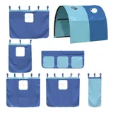 vidaXL Vorhänge für Hochbett mit Tunnel Blau Polyester
