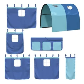 vidaXL Vorhänge für Hochbett mit Tunnel Blau Polyester