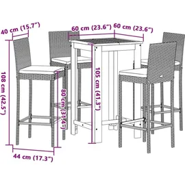 vidaXL Gartenbar-Set 5-tlg. Grau