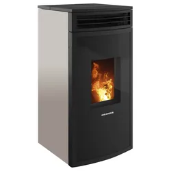 Pelletofen ORANIER "»Neta« Taupe", schwarz, Kaminöfen, Anschluss hinten