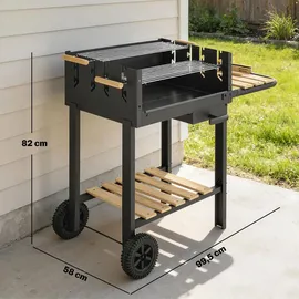 Outsunny Holzkohlegrill Grillwagen schwarz