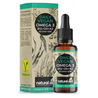 natural aid Daily Vegan Omega 3 [100% vegan] 20ml Tropfen Omega 3 laborgeprüft o. Zusätze in DE hergestellt Algenöl Omega3 DHA B12 D3 K2 Omega 3 EPA hochdosiert