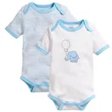Playshoes Unisex Kleinkind Body Multipack Baby-Body, bleu 1/4-Arm 2er Pack Elefant, 74-80