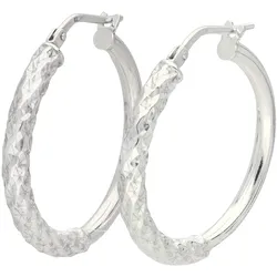 Paar Creolen VIVANCE "Diamantiert", silber (silber 925), Ohrringe, Damen, Silber 925 (Sterlingsilber)