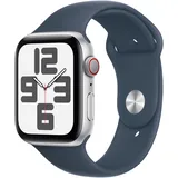 Apple Watch SE 2023 GPS + Cellular 44 mm  Aluminiumgehäuse silber, Sportarmband sturmblau S/M