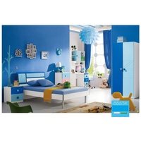 JVmoebel Schlafzimmer-Set, Kinderzimmer Set Bett Kleiderschrank Modernes Jugend Zimmer Neu 4tlg. blau|weiß