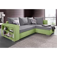 Collection AB Ecksofa »John L-Form«, mit Bettfunktion, Bettkasten und integriertem Regal grün