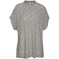 LASCANA Kurzarmbluse Damen creme-schwarz bedruckt Gr.34