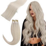 Easyouth Genuis Tressen Echthaar Extensions Blond Tressen Extensions Remy Virgin Tressen Extensions Echthaar Platinblond #1000 55 cm 25g