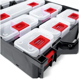 Stier Werkzeugbox mit 12 ausziehbaren Behältern schwarz