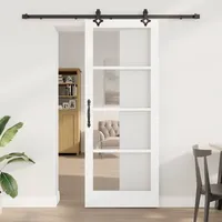 "vidaXL Schiebetür mit Hardware-Set \"ORKDAL\" in Weiß Massivholz & Glas"