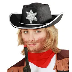 Sheriff Cowboy Hut für Kinder schwarz - OS