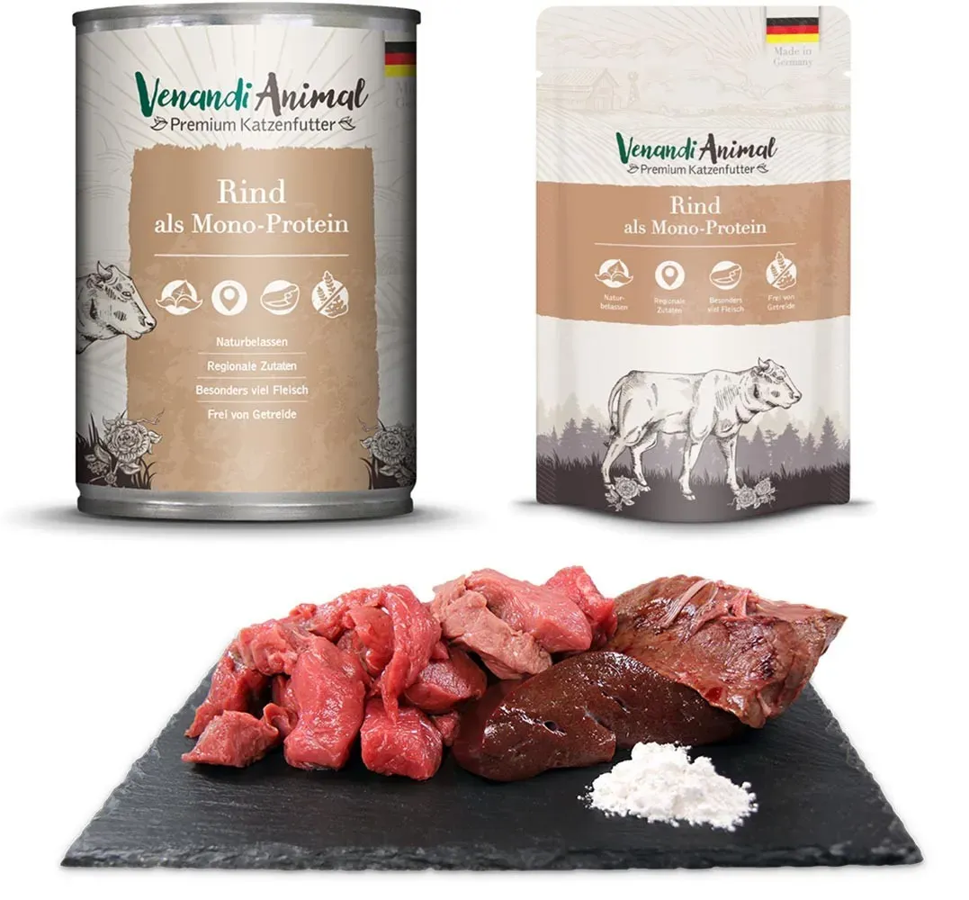 Venandi Animal Nassfutter mit Rind als Monoprotein - 125 g