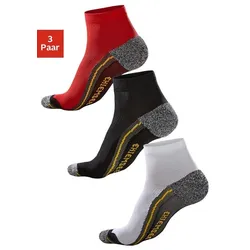 Wandersocken, (Packung, 3 Paar), mit Komfortbündchen, Gr. 47-48, rot-grau-gelb, schwarz-grau-gelb, weiß-grau-gelb, , 662787-47