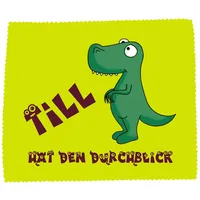 Farbwuselei Brillenputztuch Miezo Dino grün Hat den Durchblick Rex Name individuell originell Geschenk