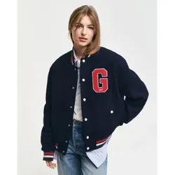 Gant Unisex. 7006490 Marineblaue Varsity-Jacke aus Wollmischung (M), Lässig, Wolle