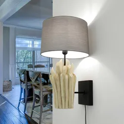 Licht-Erlebnisse Treibholz Wandleuchte Stoffschirm Handarbeit Wohnzimmer