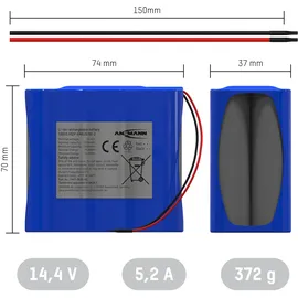 Ansmann 4S2P Akkupack 8x 18650 Kabel Li-Ion 14,54 V 5200 mAh