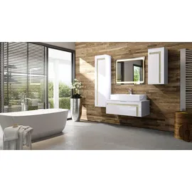Vladon Badmöbelset, Creme, Holzwerkstoff, 200x193x51 cm, Badezimmer, Badmöbelsets & Badmöbelserien, Badmöbel-Sets