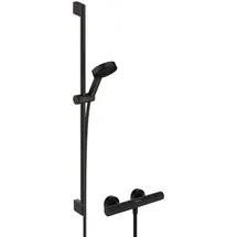 Hansgrohe Pulsify Select S Brauseset 105, 3jet Relaxation, Ecostat Element, EcoSmart, Brausestange und Handbrause, mattschwarz