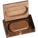 USB-Stick, 32 GB, aus Walnussholz, oval, mit USB3.0-Geschenkbox, USB-Stick aus Holz, JBOS 32 GB, Gig Stick, Thumb Drive, Jump Drive, für Geburtstag/Geburtstag/Hochzeit/Fotograf (Walnuss)