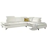 W.Schillig Ecksofa "taoo, elegant und zeitlos, bequem, L-Form", weiß (cream weiß z73), B:296cm H:84cm T:242cm, Longlife Xtra-Leder Z73: Naturwalkleder der Luxusklasse aus den erlesensten Rohhäuten.