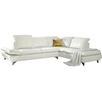 W.Schillig Ecksofa "taoo, elegant und zeitlos, bequem, L-Form", weiß (cream weiß z73), B:296cm H:84cm T:242cm, Longlife Xtra-Leder Z73: Naturwalkleder der Luxusklasse aus den erlesensten Rohhäuten.