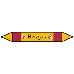 Rohrleitungskennzeichen Heizgas - 270x37 mm Folie selbstklebend