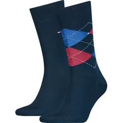 Socken TOMMY HILFIGER "TH MEN SOCK CHECK 2P", Herren, Gr. 39-42, tommy original, Baumwollmischung, normal, Socken, mit klassischem Argyle-Design
