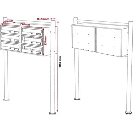 Wiltec Briefkastenanlage 2 x 3 Fächer weiß