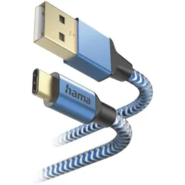 Hama 201558 Ladekabel Reflective USB-A zu USB-C Nylon 1,5m blau| Preis nach Code NIKOLAUS