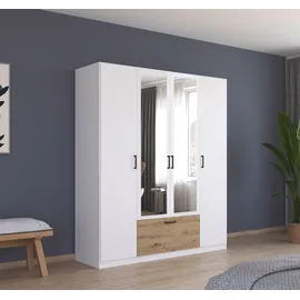 Rauch Drehtürenschrank Bari 180 x 210 x 54 cm Weiß/Eiche Artisan