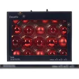 Decoris 21 Weihnachtskugeln Glas 5-7cm matt, glänzend - transparent Christbaumkugeln Weihnachtsbaumkugeln Christbaumschmuck Weihnachtsrot