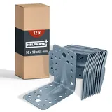 Helpmate – 12 Stück Winkelverbinder mit Sicke 90x90x65 mm – galvanisch verzinkt & blau passiviert – Holzverbinder mit Korrosionsschutz, stabil & langlebig – einfache Montage